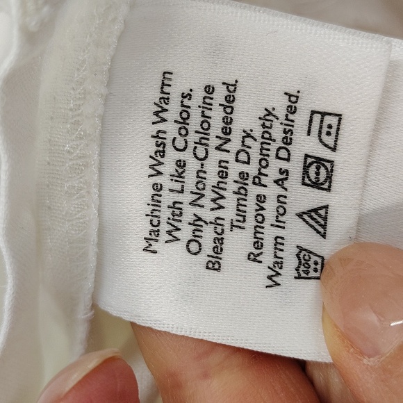 Eddie Bauer linen button down white with embroidered flowers size large Tall - Picture 6 of 7